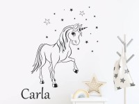 Wandtattoo Zauber Pony mit Wunschname und Sternen