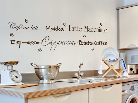 Wandtattoo Kaffee Variante 2 cafe 2 Varianten bei der Anordnung Ein Wandtattoo muss nicht immer gleich aussehen