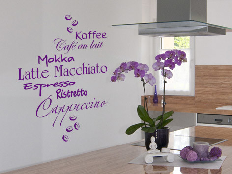 Wandtattoo Kaffee im Original cafe original Varianten bei der Anordnung Ein Wandtattoo muss nicht immer gleich aussehen