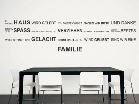 Wandtattoo in diesem Haus Variante 1 haus 1 Varianten bei der Anordnung Ein Wandtattoo muss nicht immer gleich aussehen