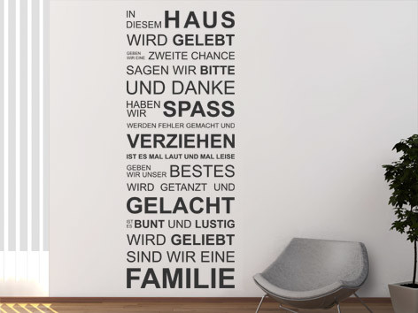 Wandtattoo In diesem Haus Original haus original Varianten bei der Anordnung Ein Wandtattoo muss nicht immer gleich aussehen