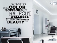Wandtattoo Englische Wortwolke Friseur