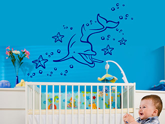 Wandtattoo Unterwasserwelt mit Delphin