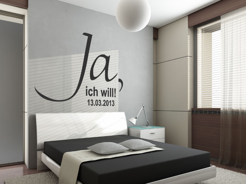 Wandtattoo ja! ja! wandsticker von wandtattoos.de Wohnzimmer grau weiß rot