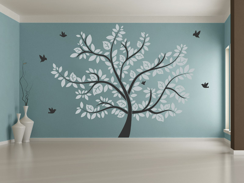 Wandtattoo pflanzen als wandtattoo baum, blüte und blume bei ... Baum deko wohnung