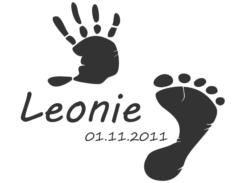 Baby Wandtattoo Fußabdruck und Handabdruck mit Wunschname Wand Tattoo