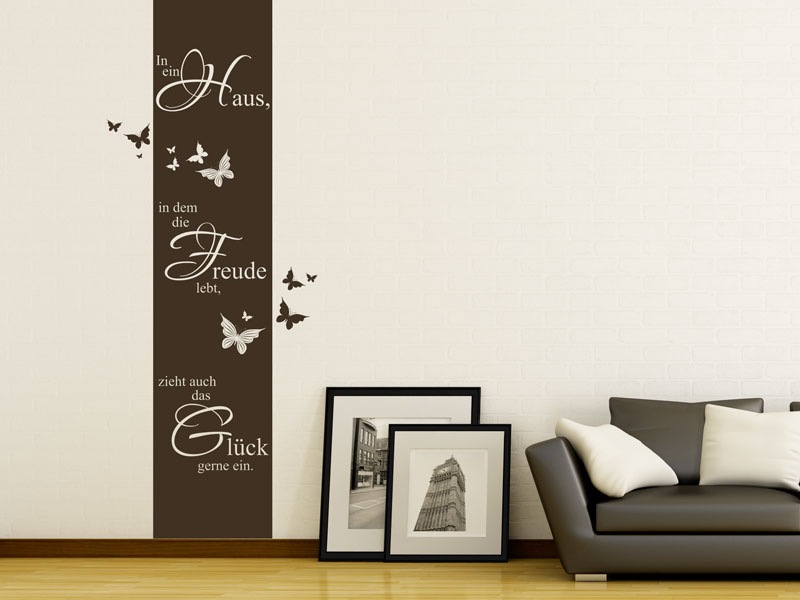 In ein haus wandtattoo wandbanner wandspruch banner das glück ...