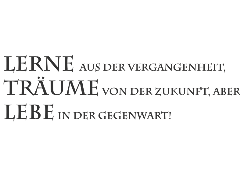 Spruch Sprichwort Zitat Leben Zukunft Wandtext Gegenwart Lerne aus der