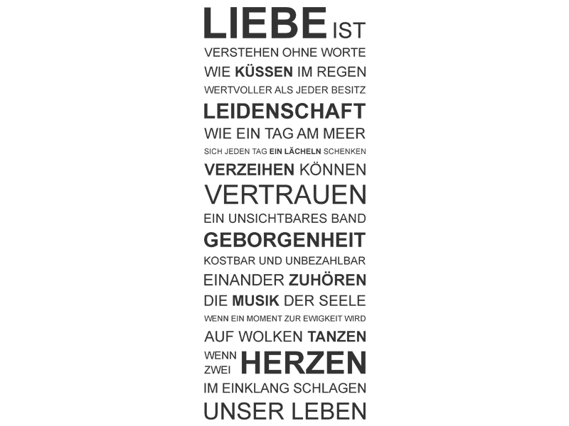 Wandtattoo Liebe ist unser Leben Spruch von Wandtattoos.de