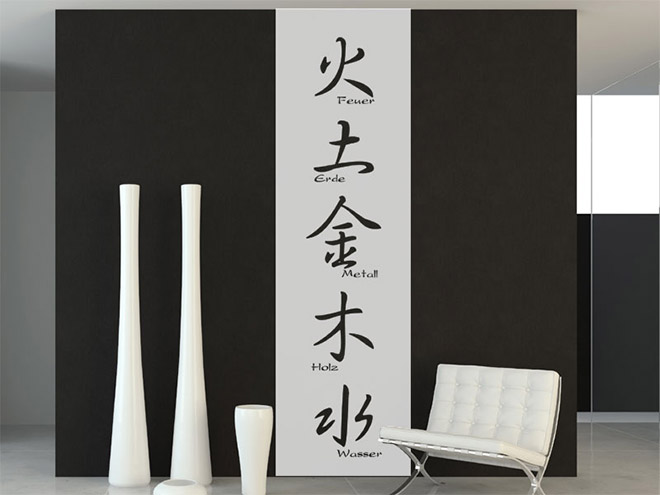 Wandbanner Feng-Shui mit Beschriftung
