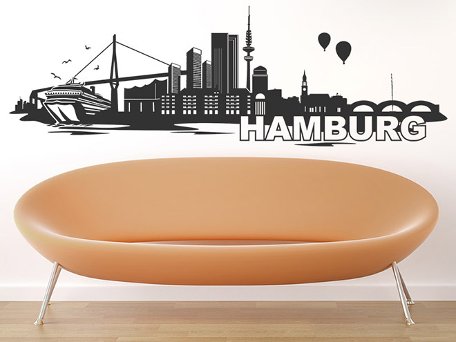 Wandtattoo Skyline Hamburg