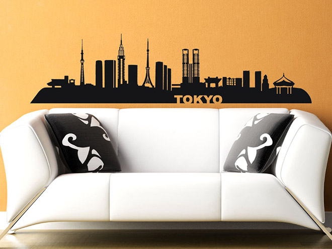 Das Wandtattoo Tokyo (deutsch: Tokio) zeigt die Skyline der Stadt