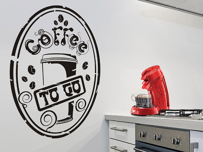 Wandtattoo Button Coffee to go
