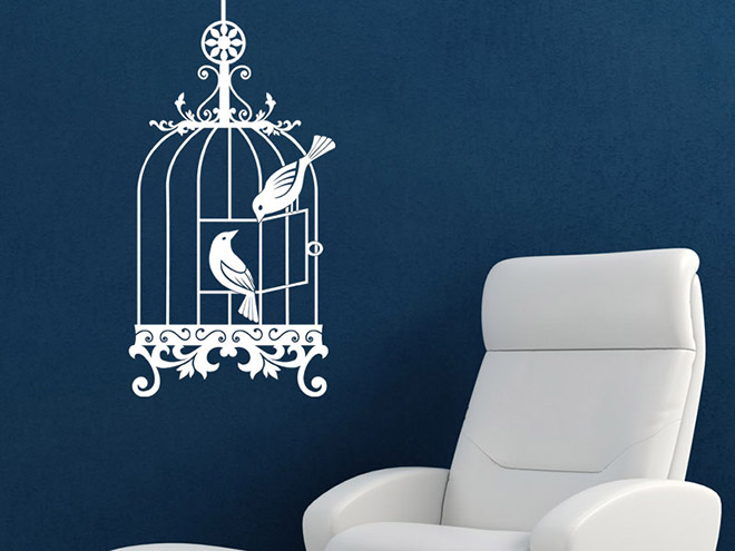 Wandtattoo Vogelk�fig