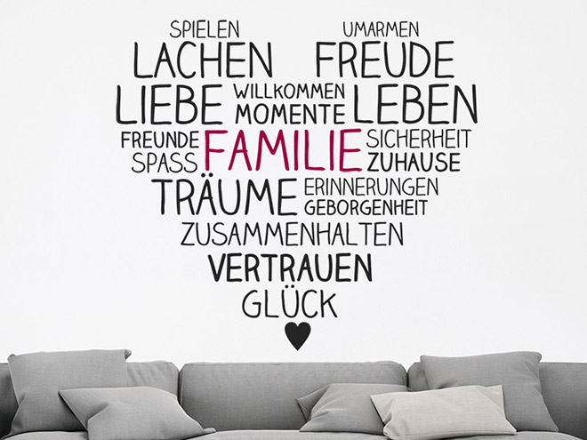 Wandtattoo Familie im Herzen von Wandtattoos.de