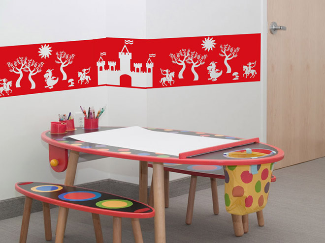 Wandtattoo Bord�re Ritter mit Ritterburg