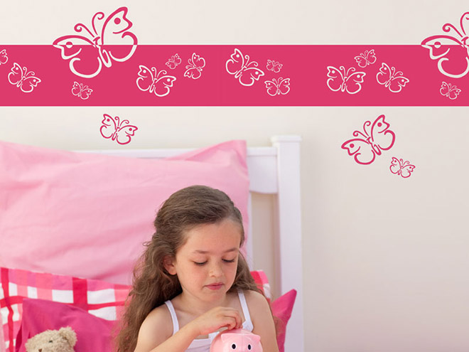 Wandtattoo Bord�re Schmetterlings Schwarm