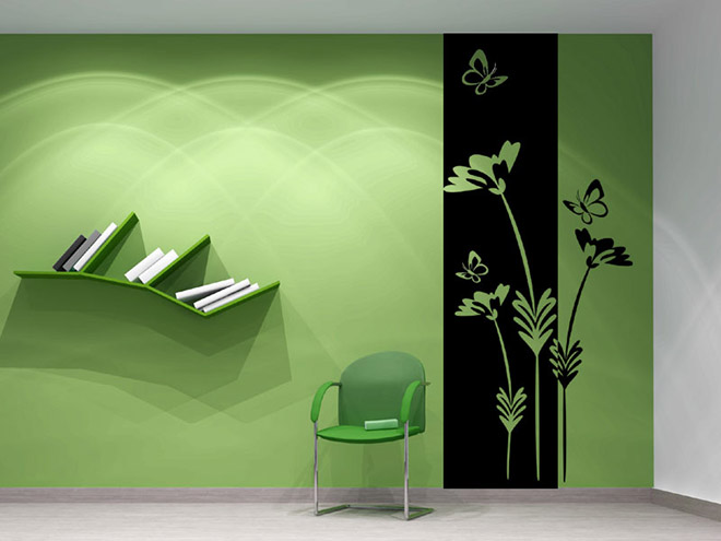 Wandbanner Pflanze mit Schmetterlingen