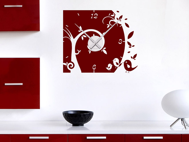 Wandtattoo Uhr Baum mit s��en V�geln