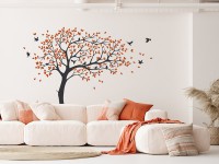 Wandsticker Baum mit Orangefarbenen Blättern