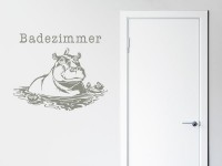 Wandtattoo Beschriftung Badezimmer mit Nilpferd