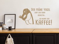 Wandtattoo Der frühe Vogel Hellbraun