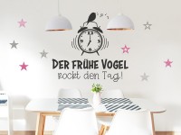 Wandtattoo Der frühe Vogel mit Sternen