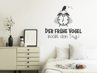 Wandtattoo Der frühe Vogel rockt Schlafzimmer