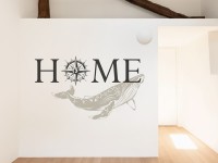 Wandtattoo Eingangsbereich Home mit Kompass und Wal
