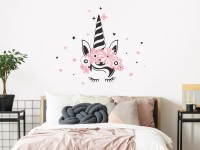 Wandtattoo Einhorn mit Blüten in Rosa