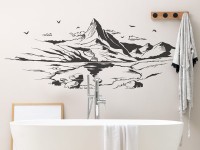 Wandtattoo Entspannung Berge im Badezimmer