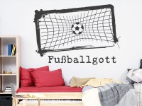 Wandtattoo Fußball Tor mit Text Fußballgott