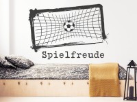 Wandtattoo Fußball Tor mit Text Spielfreude