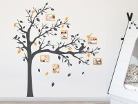 Wandtattoo Kinderzimmer Baum mit Katze und Fotorahmen