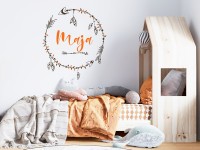 Wandtattoo Mädchenzimmer Boho Kranz mit Name