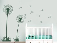 Wandtattoo Pusteblume mit Herzen fürs Kinderzimmer in Grün