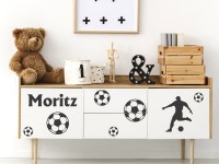 Wandtattoo auf Schrank Kinderzimmer Name Fußball