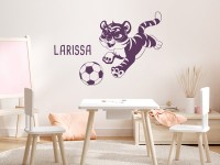 Wandtattoo Tiger mit Fußball und Mädchenname