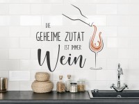 Wandtattoo Wein Spruch auf Fliesen