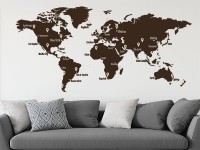 Wandtattoo Weltkarte mit Pins Wohnzimmer