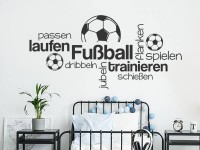 Wandtattoo Wortwolke Fußball spielen