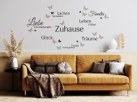 Wandtattoo Zuhause Begriffe einzeln mit Schmetterlingen