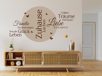 Wandtattoo Zuhause Begriffe mit Zusatzkreis