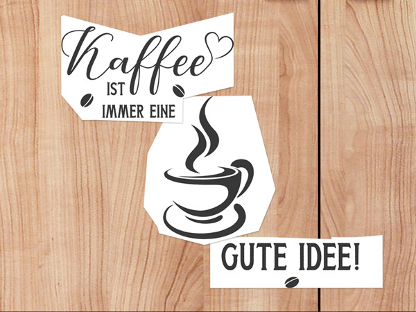 Wandtattoo anders anordnen Kaffee Spruch Einzelteile