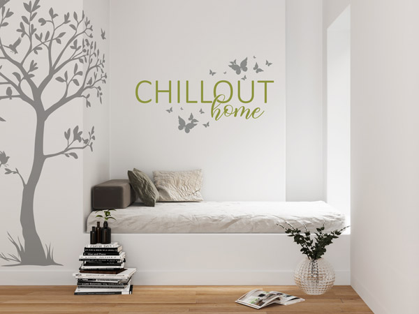 Wandtattoo Chillout Home mit Baum