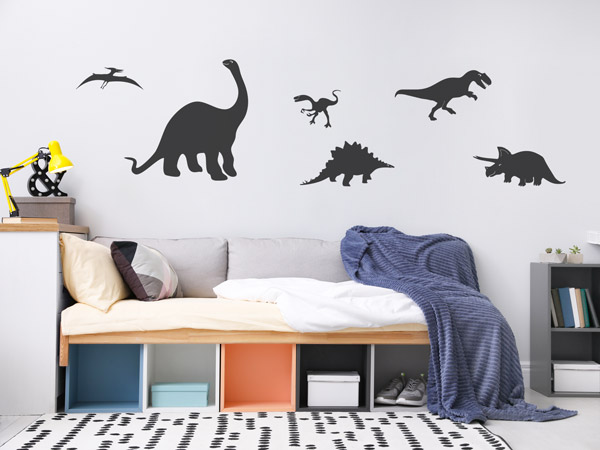 Wandtattoo Dinosaurier Set im Jungenzimmer