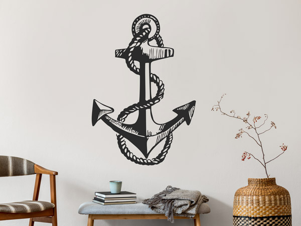 Wandtattoo Maritim Anker mit Tau