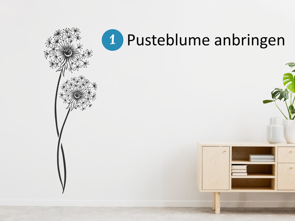 Wandtattoo Pusteblume anbringen