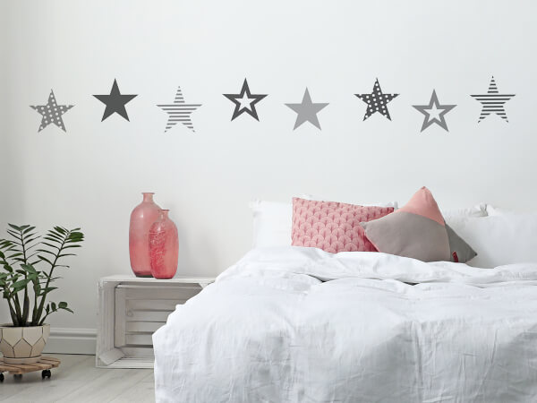 Wandtattoo Sterne Bordüre im Schlafzimmer