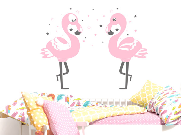 Wandtattoo Vogel Flamingos im Kinderzimmer